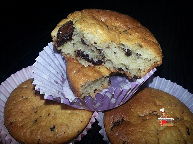Muffin aux pépites de chocolat et vanille