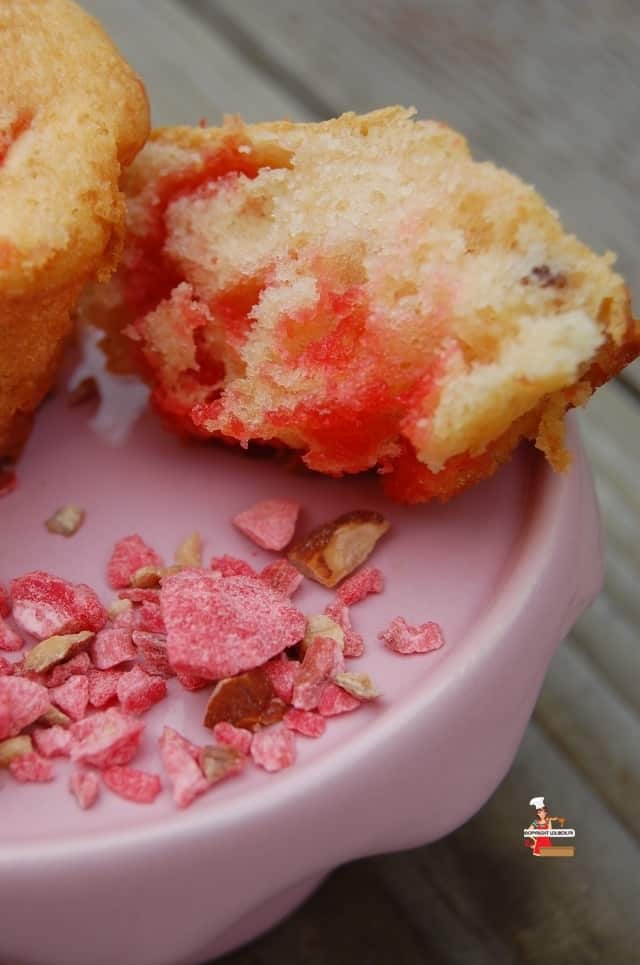 Muffin aux pralines roses