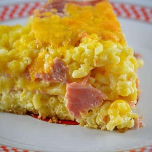 Clafoutis de coquillettes au jambon et cheddar