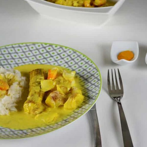 Curry de poissons et crevettes