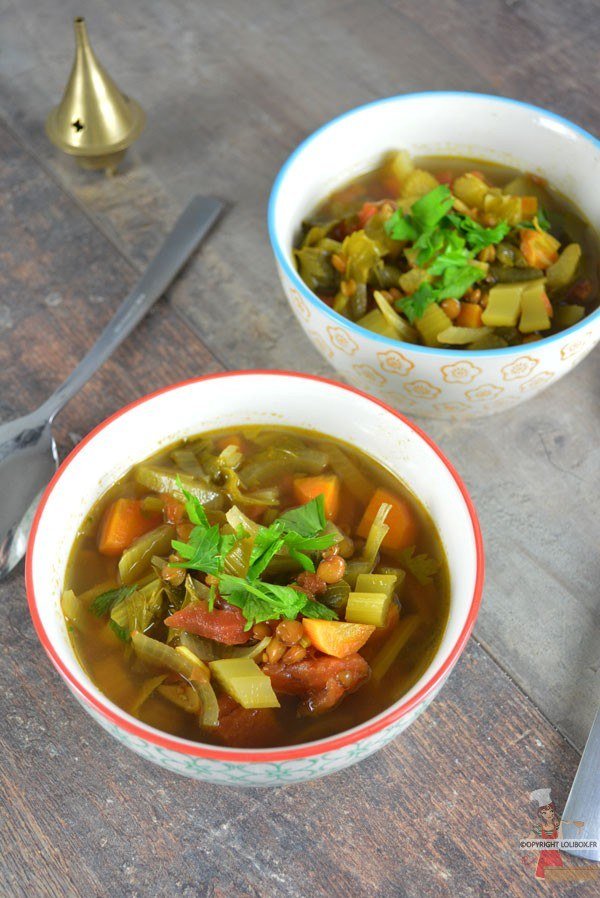 Soupe marocaine aux légumes et lentilles