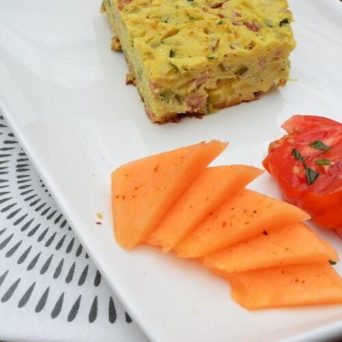 Quiche sans pâte à la farine de coco {Courgette et Jambon}