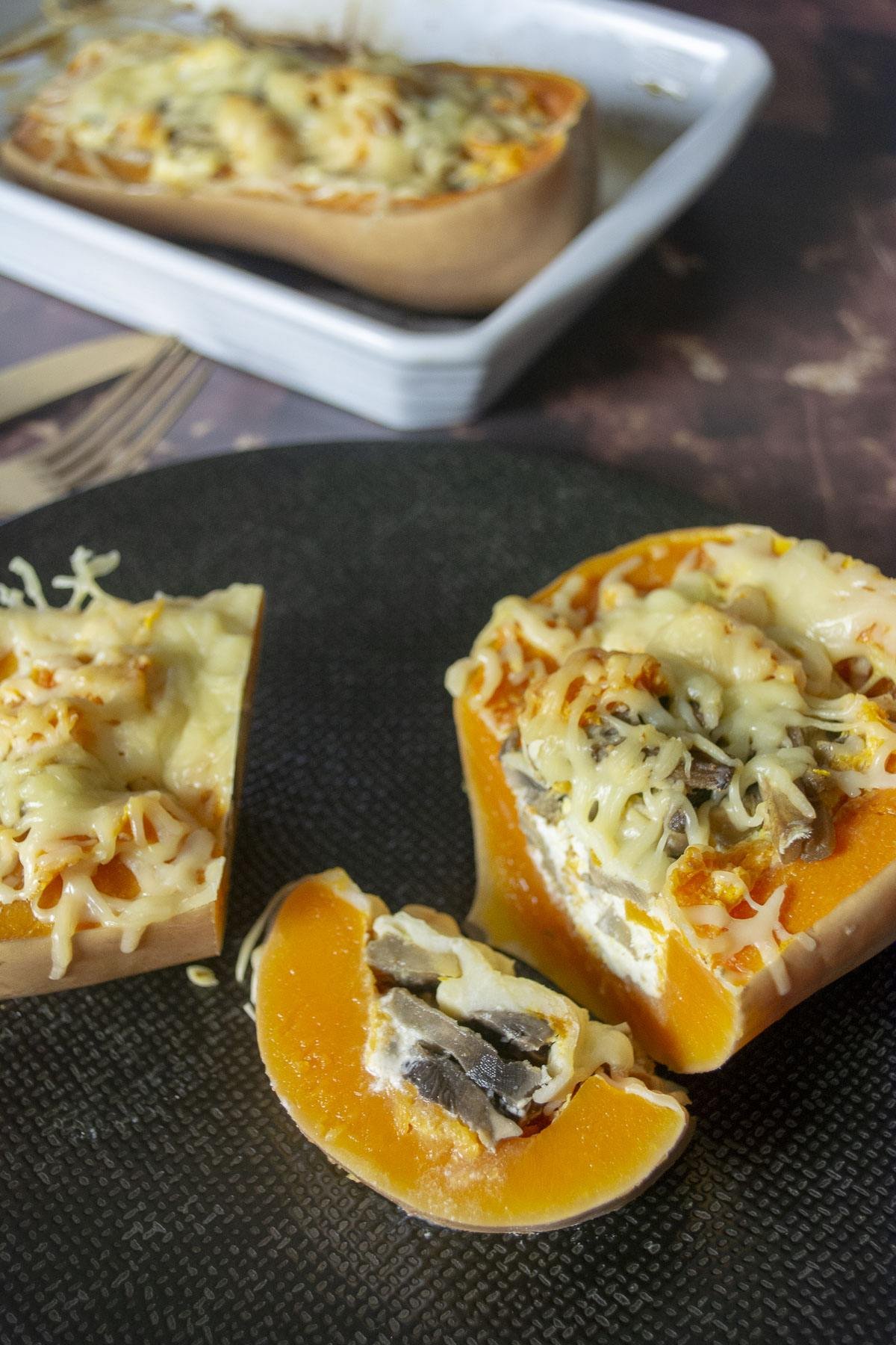 Butternut farcie aux champignons | Recette végétarienne