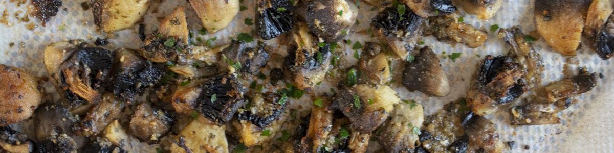 Recette végétarienne : champignons rôtis au four