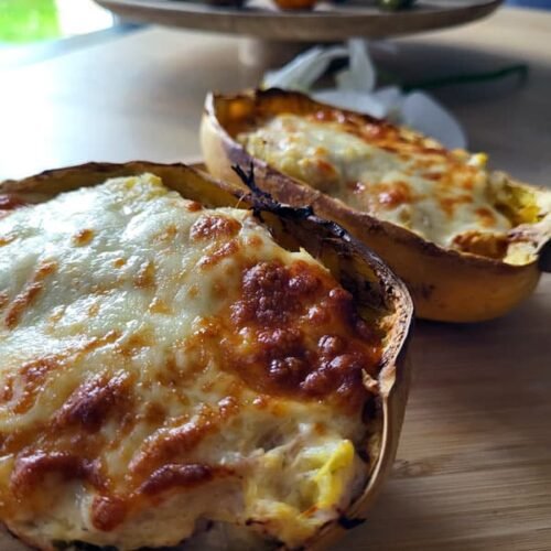 Courge spaghetti farcie à l'airfryer